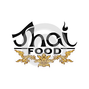 Logo for Thai food, restaurantwith traditional thai ornament, pa