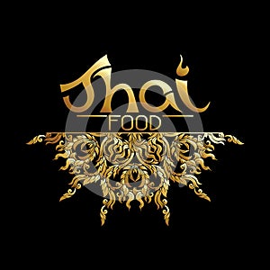 Logo for Thai food, restaurantwith traditional thai ornament, pa