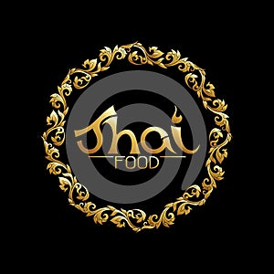 Logo for Thai food, restaurantwith traditional thai ornament, pa