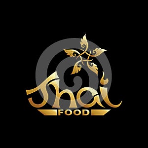 Logo for Thai food, restaurantwith traditional thai ornament, pa