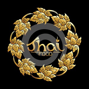 Logo for Thai food, restaurantwith traditional thai ornament, pa