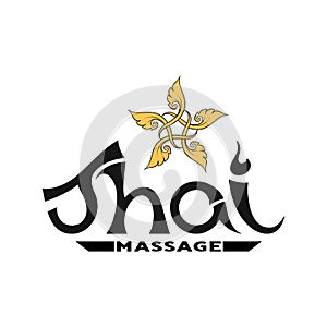 Logo for Thai massage with traditional thai ornament, pattern element.