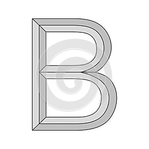 Logo three-dimensional letter B, vector capital second letter alphabet b symbol privacy and origin