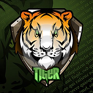 Logo of Tiger Head on knightly Shield photo