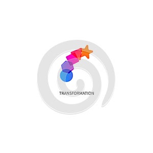 Logo transform, icon change, icon growth