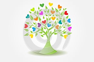 Logo tree ecology love hearts logotype card