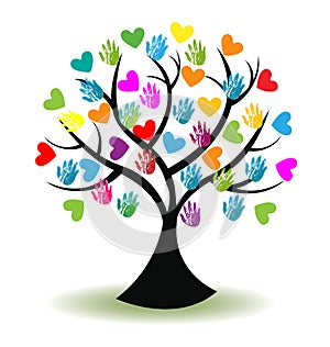 Logo tree hands and hearts