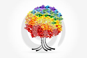 Logo tree rainbow color vector