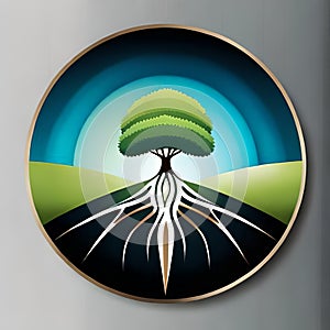a logo with tree roots and compant about wellness and finance photo