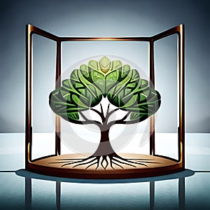 a logo with tree roots and compant about wellness and finance photo