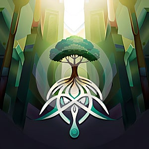 a logo with tree roots and compant about wellness and finance photo