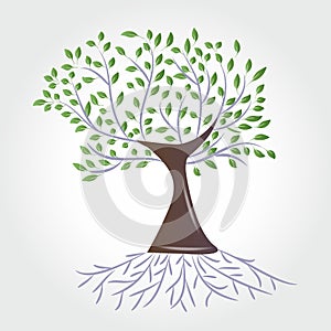 Logo tree with roots ecology symbol icon logotype vector