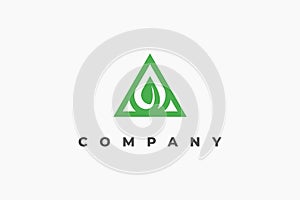 logo triangle and leaf green pyramid