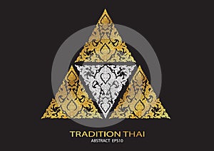 logo triangle shape abstract line thai tradition pattern background photo