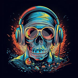 A logo for tshirt logo for topic DJ trippy grafity generative AI photo
