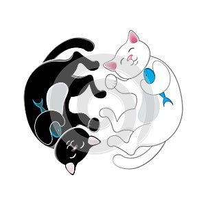 Logo with two black and white cats forming circle