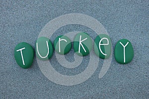 Turkey, country name with green colored stones