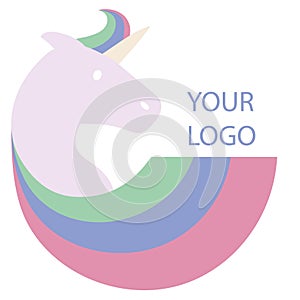 Logo with a unicorn for your company. Pegasus Icon. Flat illustration.