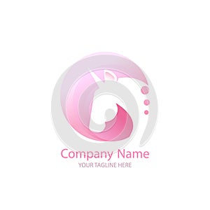 Logo with a unicorn for your company. Pegasus Icon. Gradient flat illustration.