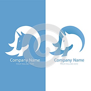 Logo with a unicorn for your company. Pegasus Icon. Gradient flat illustration.