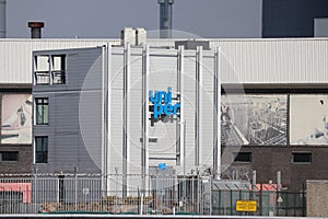 Logo of Uniper on their power plant in the Maasvlakte Harbor