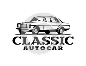 Logo vintage of classic car in monochrome design