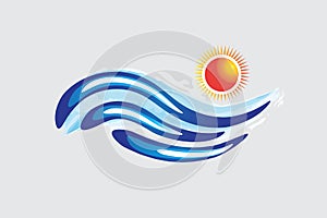 Logo waves beach and sun icon image