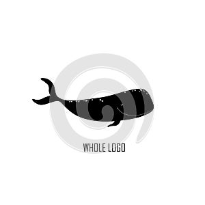 Logo whale icon. Vector isolated illustration of an ocean animal silhouette. A simple solution for graphic and web