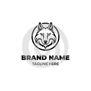 Logo of a wolf head, a bold and fierce logo of a wolf head photo