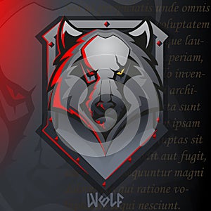Logo of Wolf Head on knightly Shield photo