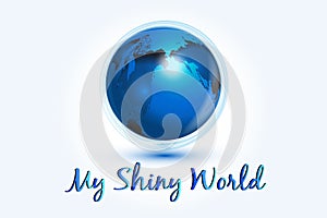 Logo world shiny planet earth map icon