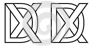 Logo xd dx icon sign two interlaced letters X D, vector logo xd dx first capital letters pattern alphabet x d