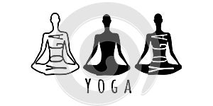 logo yoga sumbol sitting man in lotus position