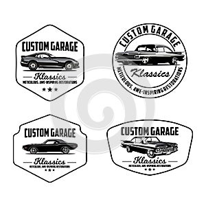Custom garage classic logo vector