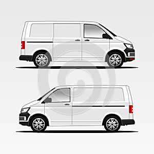White cargo minivan illustration vector
