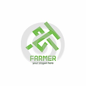 Farmer with tool symbolic logo vector