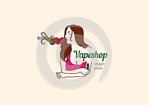 Logos for the club shop or electronic cigarettes, smoking girl