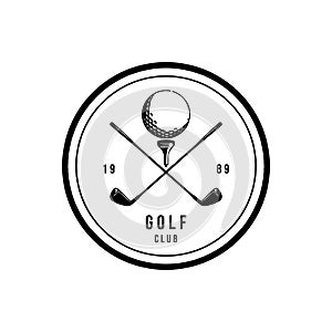 Logos for golf clubs tournament, circular. vintage / retro style