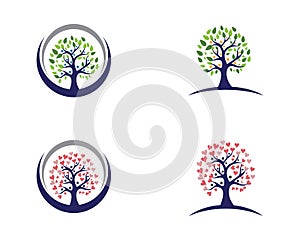 Logos of green tree leaf ecology