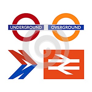 Logos of the London transport system