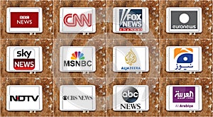 Logos of top famous tv news channels and networks