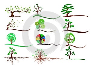 Logos of trees.