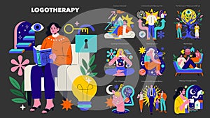 Logotherapy. Flat Vector Illustration