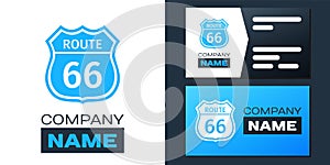 Logotype American road icon isolated on white background. Route sixty six road sign. Logo design template element