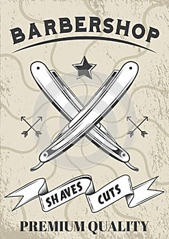 Logotype for barbershop vintage style. Barber shop logo emblem with barber object sign and lettering