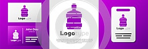 Logotype Big bottle with clean water icon isolated on white background. Plastic container for the cooler. Logo design