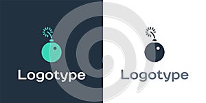 Logotype Bomb ready to explode icon isolated on white background. Logo design template element. Vector