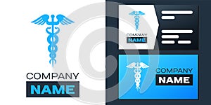 Logotype Caduceus medical symbol icon isolated on white background. Medicine and health care concept. Emblem for