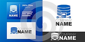 Logotype Cloud database icon isolated on white background. Cloud computing concept. Digital service or app with data