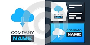 Logotype Cloud download icon isolated on white background. Logo design template element. Vector